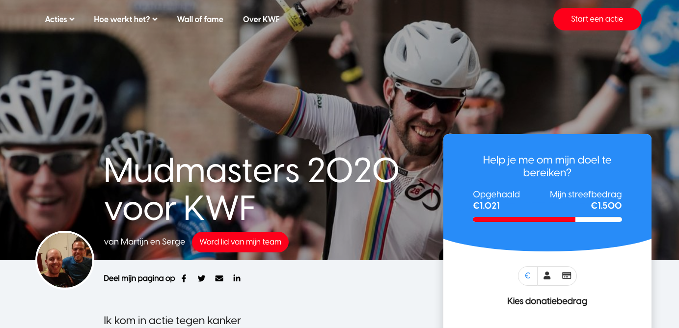 AP-lid Martijn Witteman loopt samen met zijn vriend Serge voor KWF de Mudmasters! 