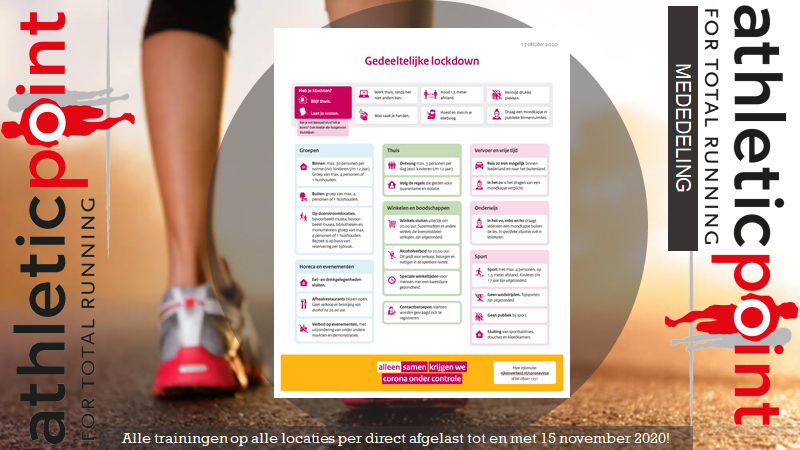 ATHLETIC POINT EXTRA NIEUWSBRIEF I.V.M. CORONAMAATREGELEN 
